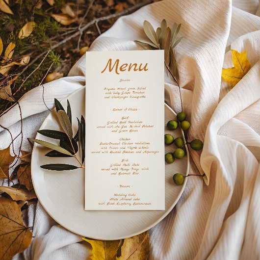 Élégant Menu de Mariage Minimaliste