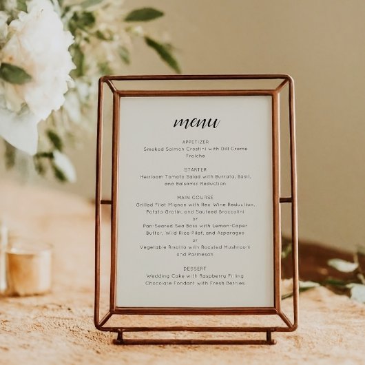 Elégant menu de mariage personnalisé Modèle Crème
