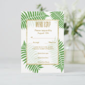 Élégant Menu de Mariage RSVP Fougère Stylé (Debout devant)