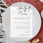 Élégant Menu de Mariage Script Olive | Botanique I