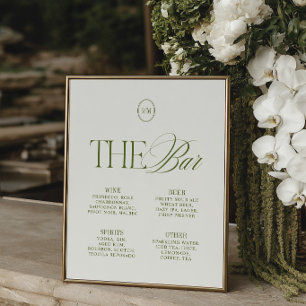 Élégant Menu de Mariage The Bar Vert Olive