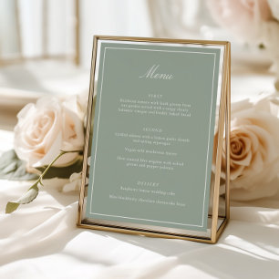 Élégant Menu de Mariage Vert Sauge Écriture Callig
