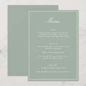 Élégant Menu de Mariage Vert Sauge Écriture Callig (Devant / Derrière)