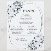 Elégant menu de menthe Turquoise Florale (Devant)