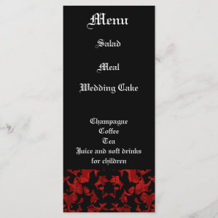 Elégant menu de réception de mariage à thème gothi