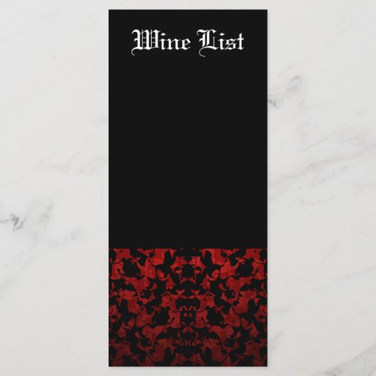 Elégant menu de réception de mariage à thème gothi (Dos)