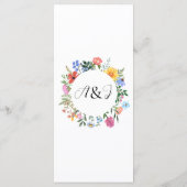 Elégant menu de réception de mariage Fleur sauvage (Dos)