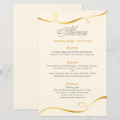 Élégant Menu Dîner Gold Swirl | Couleur modifiable (Devant / Derrière)