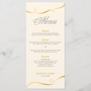 Élégant Menu Dîner Gold Swirl Couleur modifiable