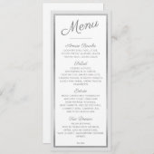 ÉLÉGANT MENU DÎNER réception moderne gris argent (Devant / Derrière)