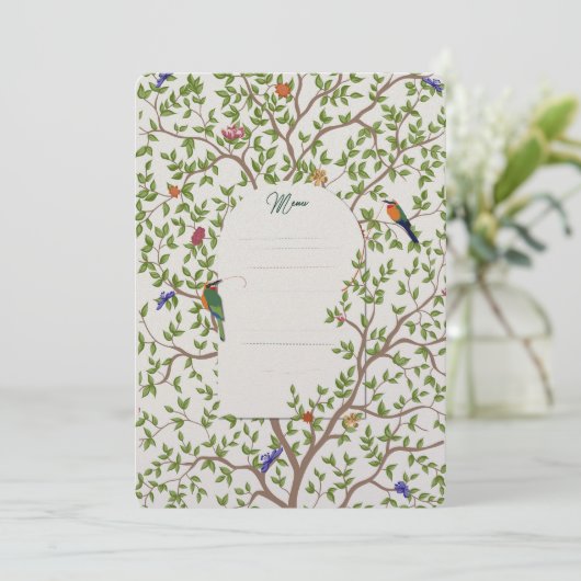Elégant menu d'oiseaux botaniques Modèle - Mariage (Debout devant)