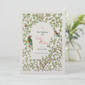 Elégant menu d'oiseaux botaniques Modèle - Mariage (Debout devant)