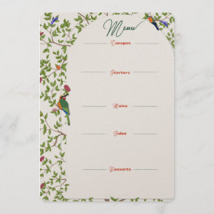 Elégant menu d'oiseaux botaniques Modèle - Mariage