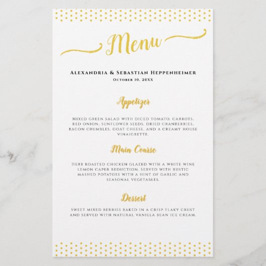 Élégant menu du 50e anniversaire de Mariage (Devant)