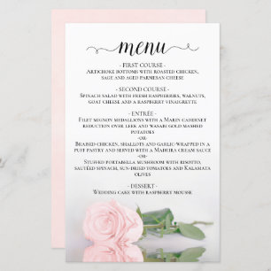 Élégant menu du Mariage budget rose rose pâle