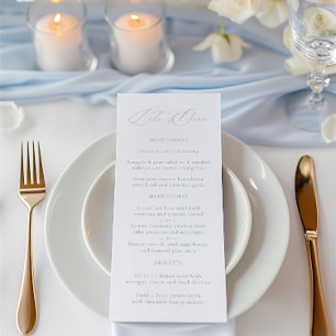 Elégant menu Dusty Blue & White Mariage