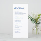 Elégant menu Fête des mariées Florale Bleu Françai (Debout devant)