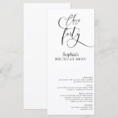 Elégant menu fête du 40e anniversaire (Devant / Derrière)