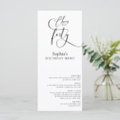 Elégant menu fête du 40e anniversaire (Debout devant)