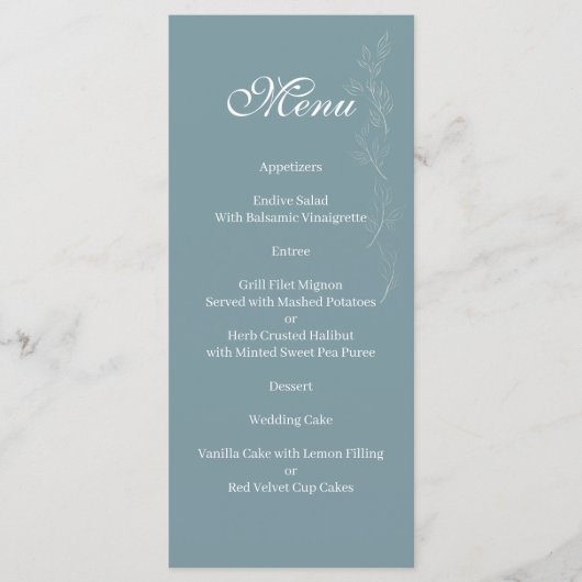 Élégant menu feuille bleu clair (Devant)