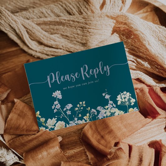 Élégant menu Fleur sauvage Choix carte postale RSV