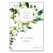 Élégant Menu Floral Blanc Option Cartes de Place (Par défaut)