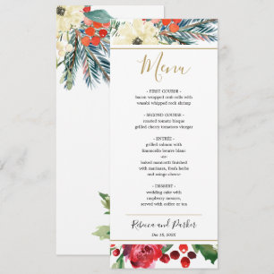 Élégant Menu Floral Hiver modèle