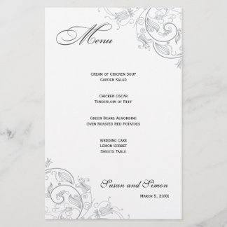 Élégant menu Mariage à fleurs d'eau douce
