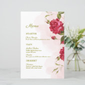 Élégant menu Mariage à thème Rose (Debout devant)