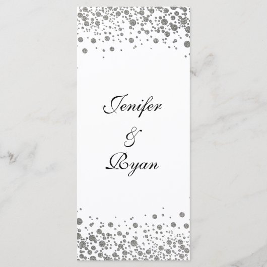 Élégant menu Mariage argent (Dos)