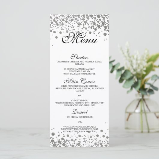Élégant menu Mariage argent (Debout devant)