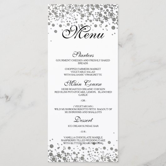 Élégant menu Mariage argent (Devant)