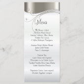 Élégant menu Mariage argent et satin blanc (Devant)