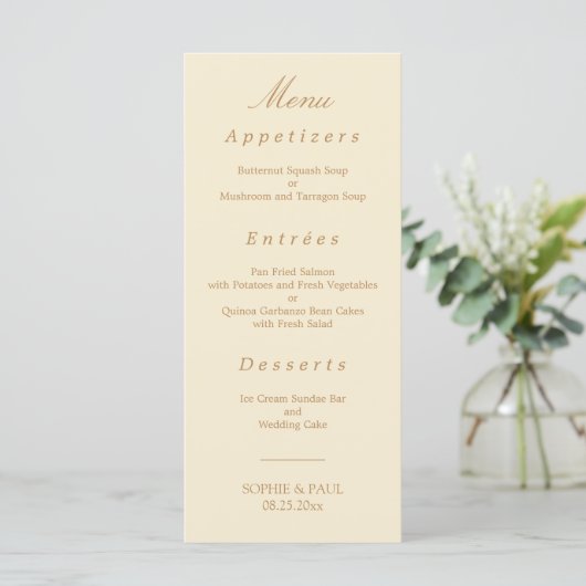 Elégant menu Mariage beige crème (Debout devant)