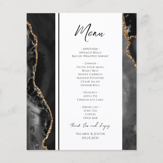 Élégant menu Mariage Black Agate (Devant)