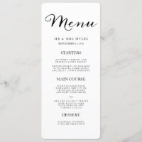Élégant menu Mariage Black Stripes