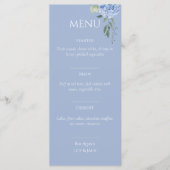 Elégant menu Mariage bleu beige Hydrangea (Devant)