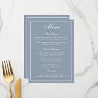 Elégant menu Mariage bleu bleu foncé