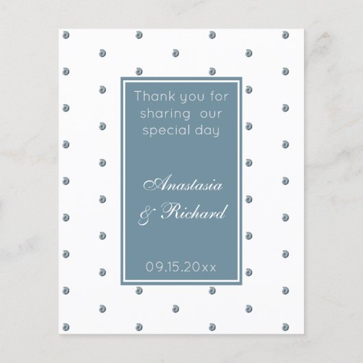 Elégant menu Mariage bleu Dusty (Dos)