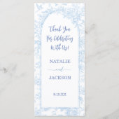 Elégant menu Mariage bleu Dusty (Dos)