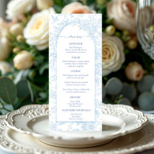Elégant menu Mariage bleu Dusty