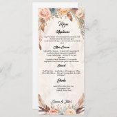 Elegant menu Mariage Boho (Devant / Derrière)
