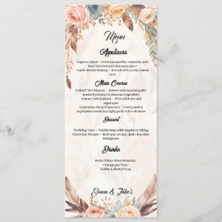 Elegant menu Mariage Boho