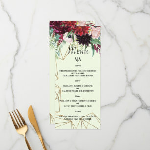 Élégant menu MARIAGE Burgundy Blush. Menu
