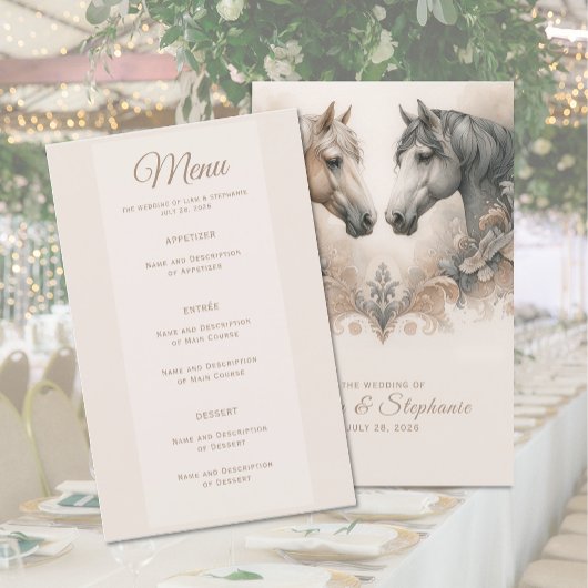Élégant menu Mariage Cheval