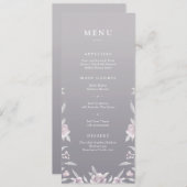 Élégant menu mariage Chinoiserie argent floral (Devant / Derrière)