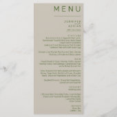 Élégant menu Mariage classique (Dos)
