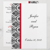 élégant menu mariage damassé (Devant / Derrière)