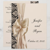 élégant menu mariage damassé (Devant / Derrière)