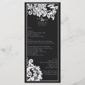 Élégant Menu Mariage damassé Floral Noir Et Blanc (Devant)